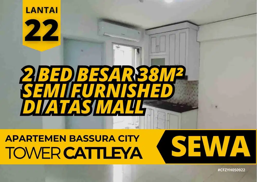 Sewa 2 Bed Besar Hoek 38m² Di Atas Mall Bassura City