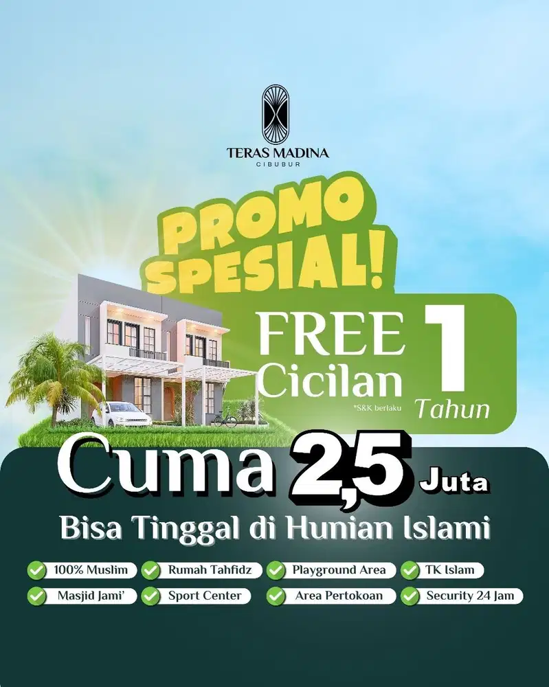 FREE CICILAN 1 TAHUN Rumah Modern Strategis Dekat Kota Wisata Cibubur