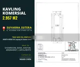 Kavling Komersial Termurah Suvarna Sutera 2957 M2, Harga 7.5jt/M2