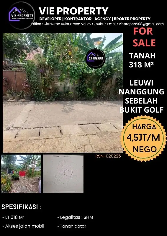 HANYA 4,5JT /MTR. BANTING HARGA  JUAL MURAH , DI LEUWINANGGUNG DEPOK