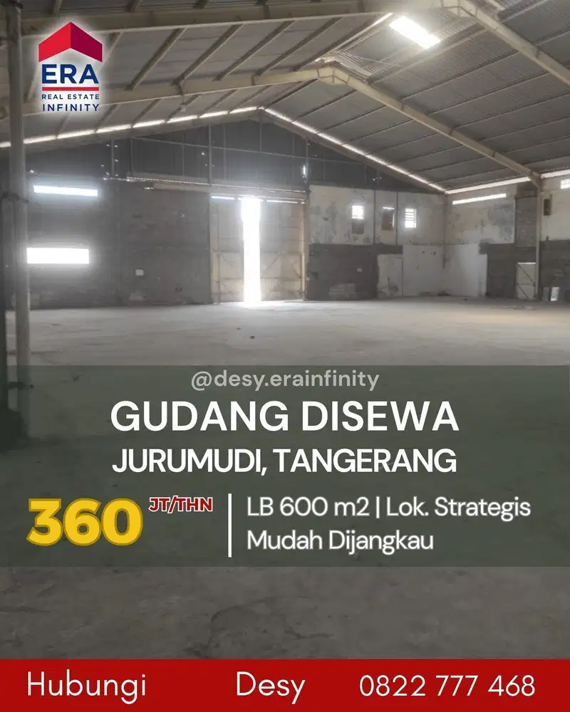 Disewakan Gudang di Jurumudi, Tangerang