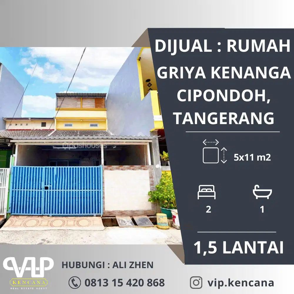 DIJUAL : Rumah 1,5 Lantai di Griya Kenanga, Cipondoh, Tangerang