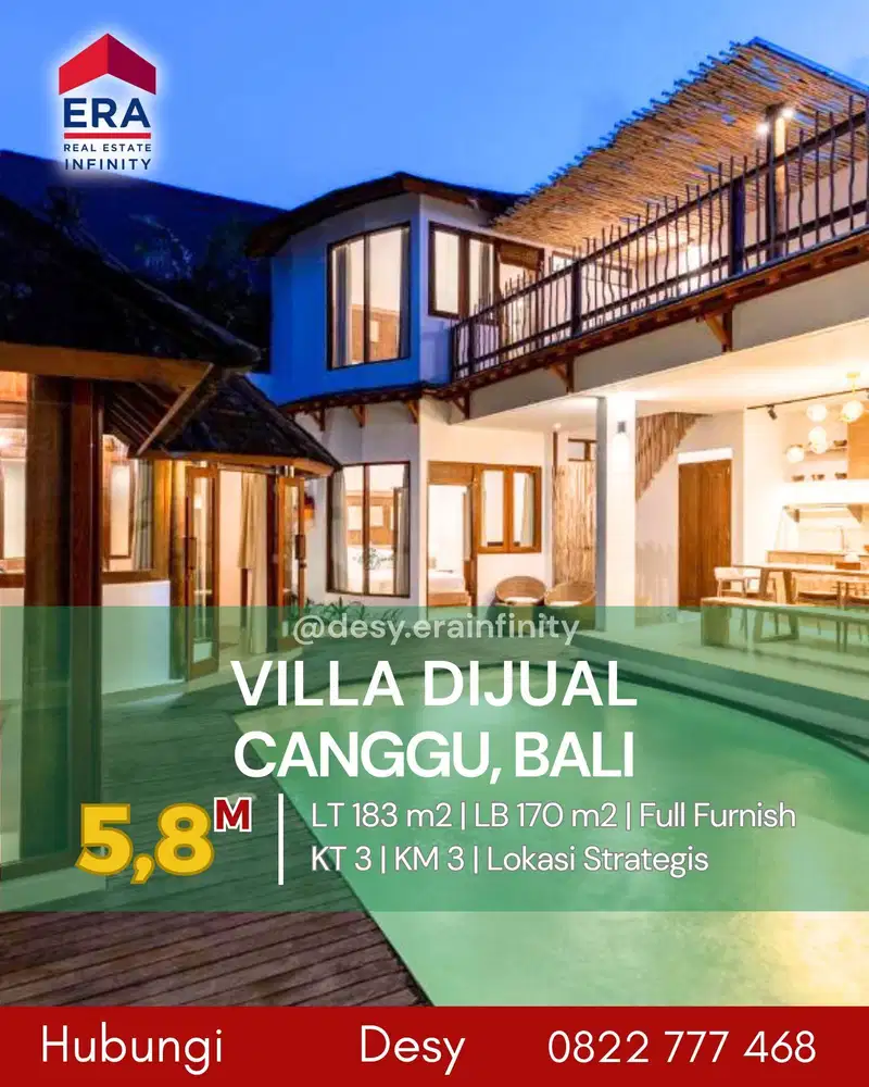 Dijual Villa di Canggu, Bali