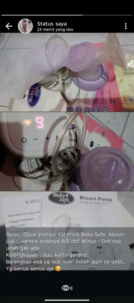 Dijual pompa asi