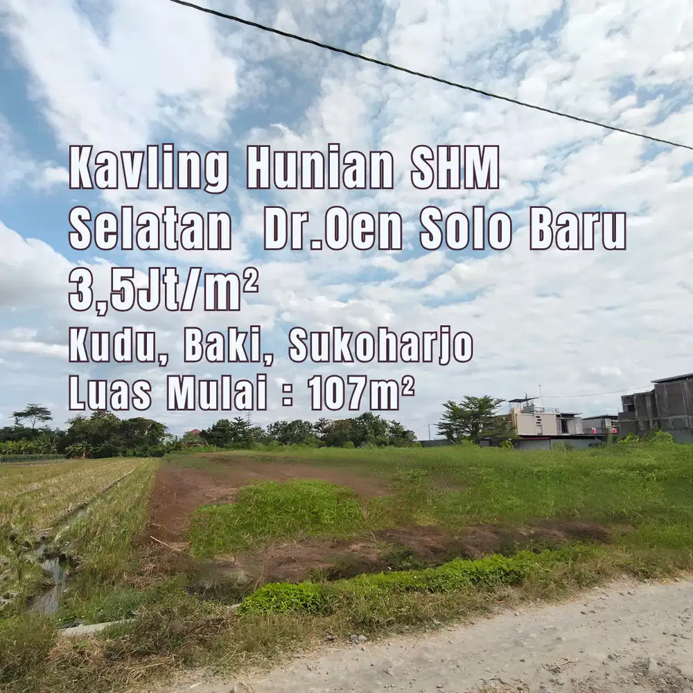 Solo Baru, Sukoharjo - Kavling Hunian SHM Selatan Dr. Oen Mulai 107m²