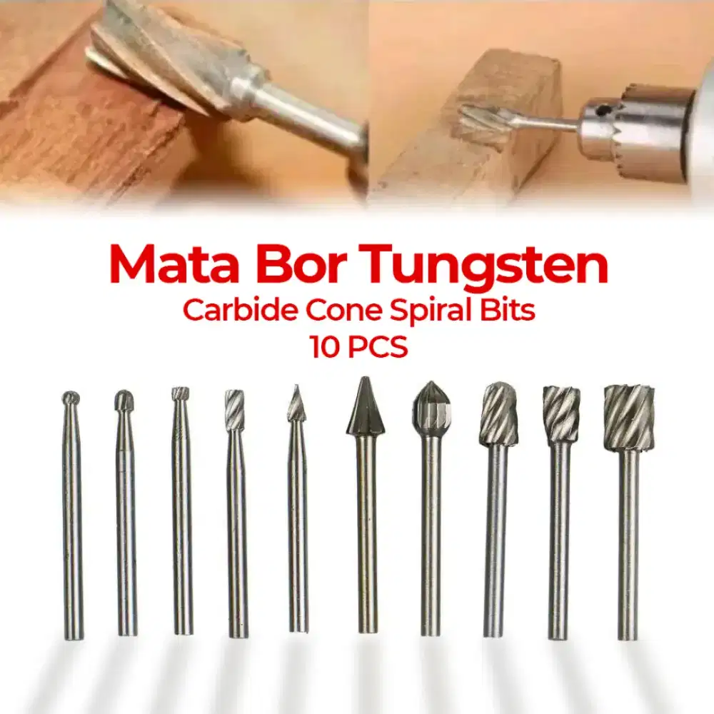 Mata Bor Tungsten Carbide Cone Spiral 10pcs