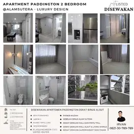 Apartemen Paddington 2BR Alam Sutera, Sebelah BINUS, Semi Furnish, Sia