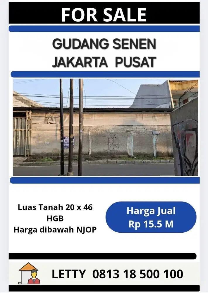 Harga di bawah NJOP Gudang Kalibaru Senen Jakarta Pusat Rp 15.5 M