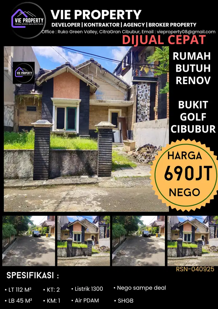 Murah, dijual dibawah pasaran, rumah butuh renov di Bukit
