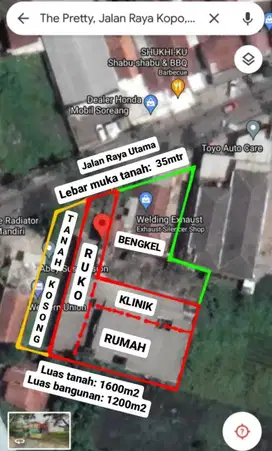 Dijual Tanah & Bangunan Komersial Strategis di Jalan Raya Kopo-Nego