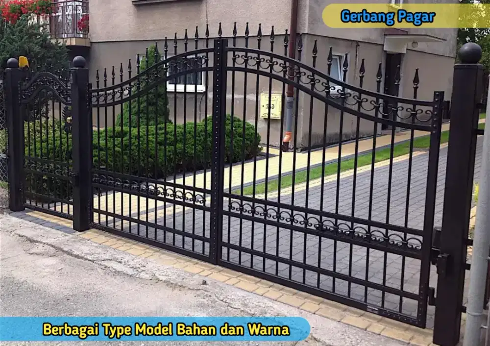 Gerbang Pintu Pagar Rumah Kantor Koprasi UMKM Toko Galeri Bengkel