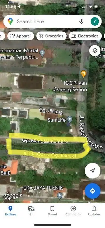 Tanah super premium di Renon untuk cluster, kompleks ruko, kantor
