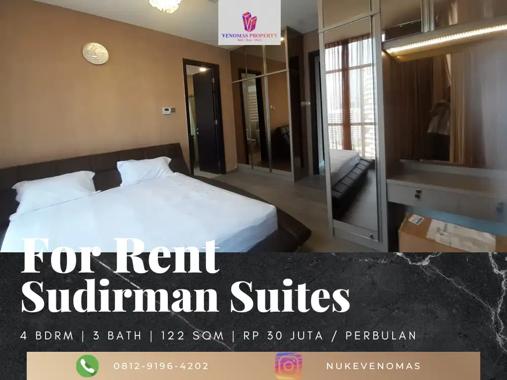 Disewakan Apartement Sudirman Suites 3 Bedrooms+1 Full Furnished