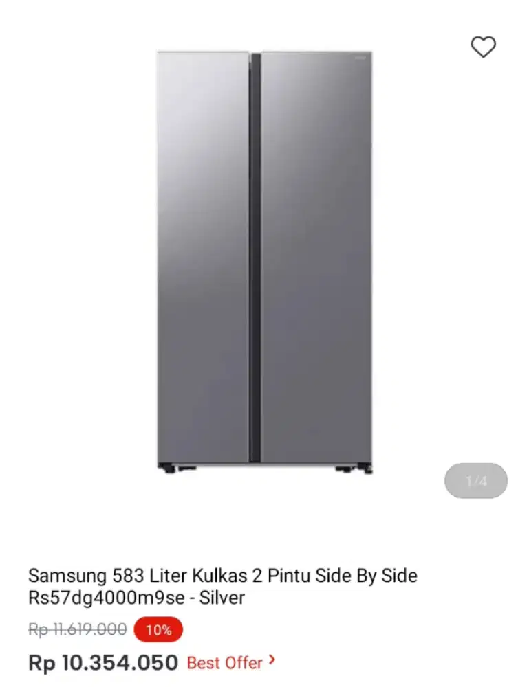 Samsung 583 liter kulkas 2 pintu side by side Rs57dg4000m9se - silver
