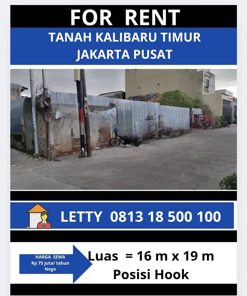 Kavling Kalibaru Senen Jakarta Pusat Rp 70 Juta / tahun Nego