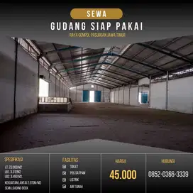 sewa gudang 3 menit pintu tol Gempol 0 Jalan Raya Gempol - Surabaya