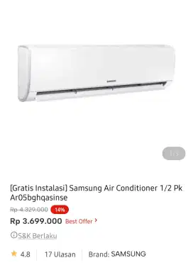 Ac samsung 1/2PK + pemasangan
