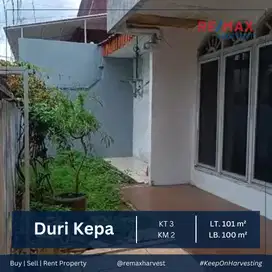 DISEWAKAN RUMAH TINGGAL LT 101 M2 ROW 2 MOBIL DURI KEPA JAKARTA BARAT