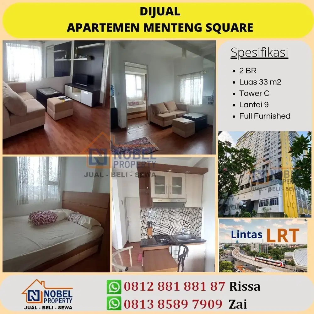 Dijual Termurah Apartemen Menteng Square 2 BR Hook Tower C Lantai 9