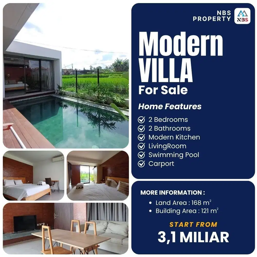 DIJUAL VILLA TEPI SAWAH DENGAN VIEW SAWAH AREA LODTUNDUH UBUD