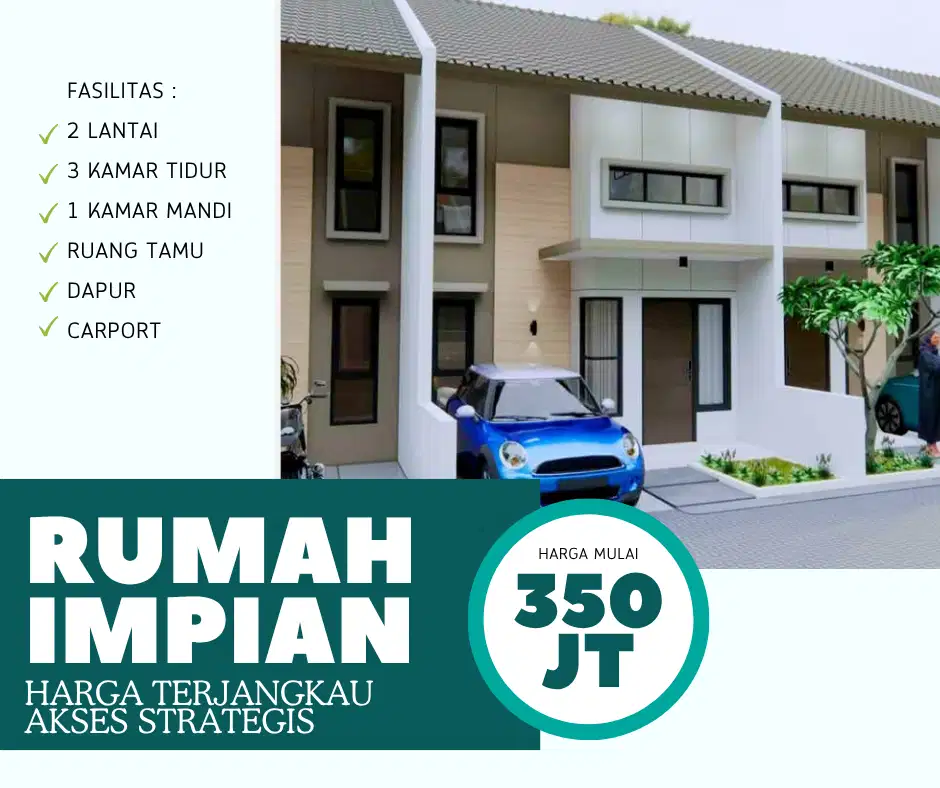 RUMAH IDAMAN 2 LANTAI 3 KAMAR DILOKASI STRATEGIS HANYA 365 JUTAAN