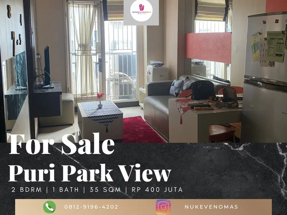 Dijual Apartement Puri Park View 2 BR Furnished Bagus Tower B