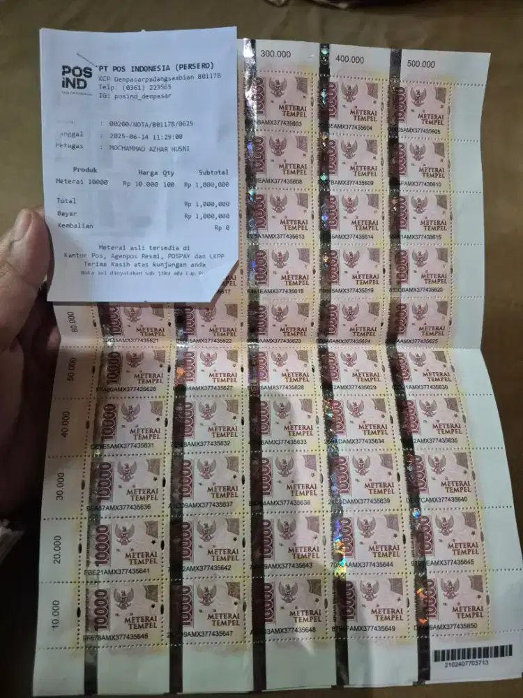 Materai10.000 lengkap nota