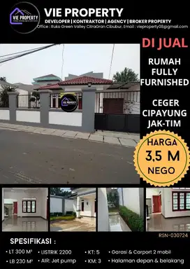 DIJUAL MURAH!RUMAH SIAP HUNI DI CEGER JAKTIM