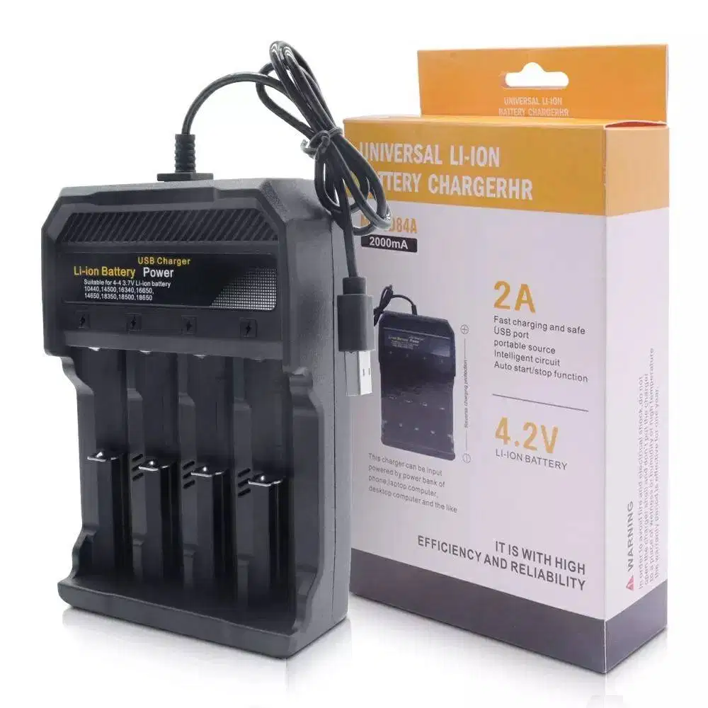 Dekstop Charger Universal 4 slot baterai Senter Powerbank 18650 Batre