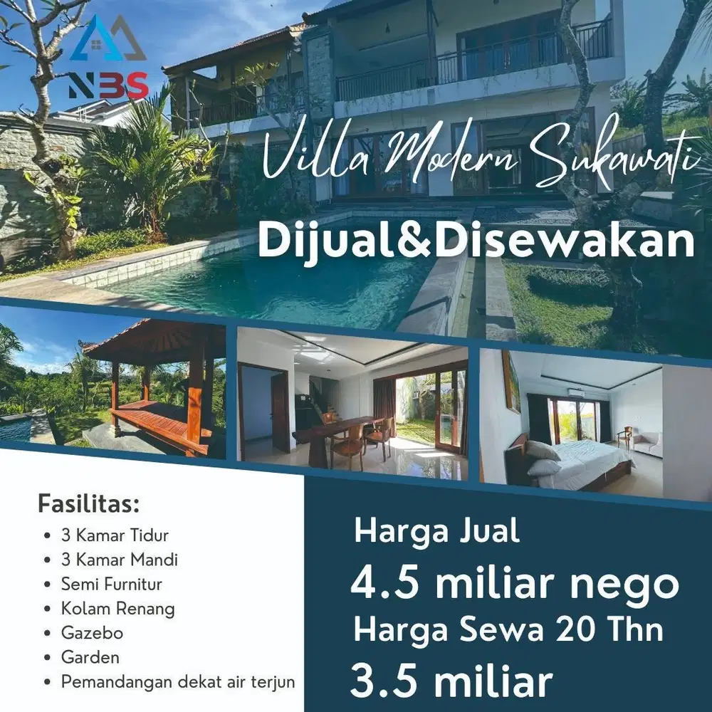 FOR RENT VILLA WITH RIVER VIEW IN GIANYAR
