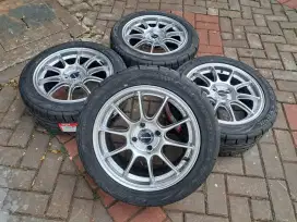 Jual 1 Set Velg Wedssport Tc105X Ring 15 Pcd 4X100+Ban SX2 195/50 R15