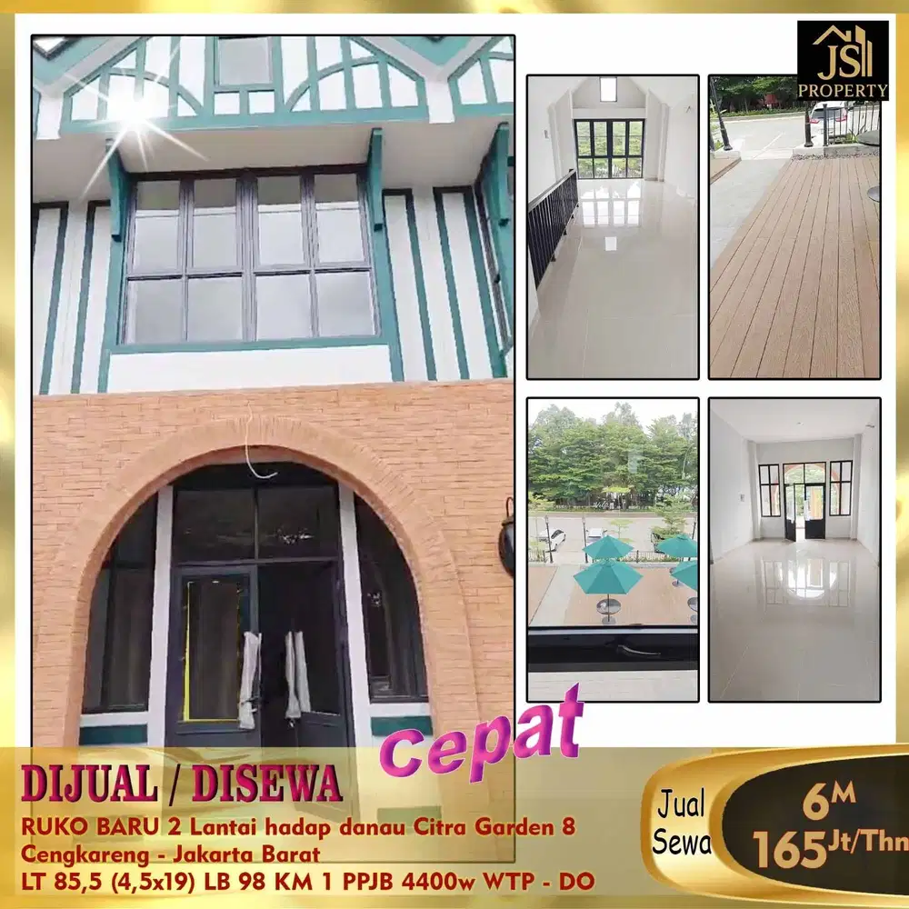 DIJUAL RUKO 2 LANTAI HADAP DANAU CITRA GARDEN CITY 8 JAKARTA BARAT