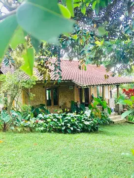 Rumah Bambu Halaman Asri Akses Mobil SHM di Cisarua Kopo