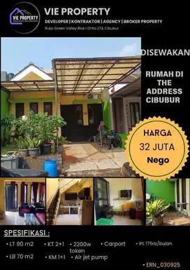 Rumah Sewa Murah Siap Huni di The Address Cibubur