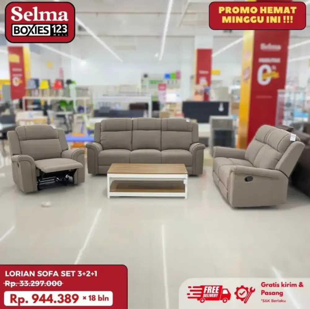 Obral sofa set recliner murah