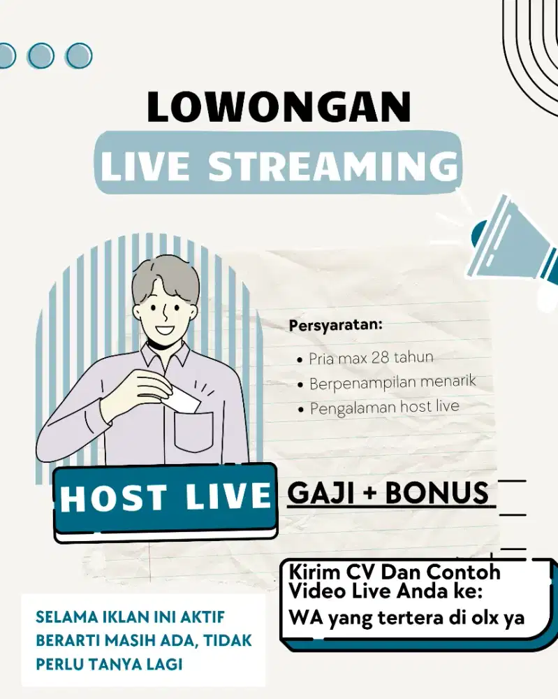 LOWONGAN KERJA HOST LIVE STREAMING KHUSUS PRIA/COWO