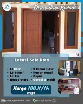 Disewakan Rumah Lokasi Solo Kota
