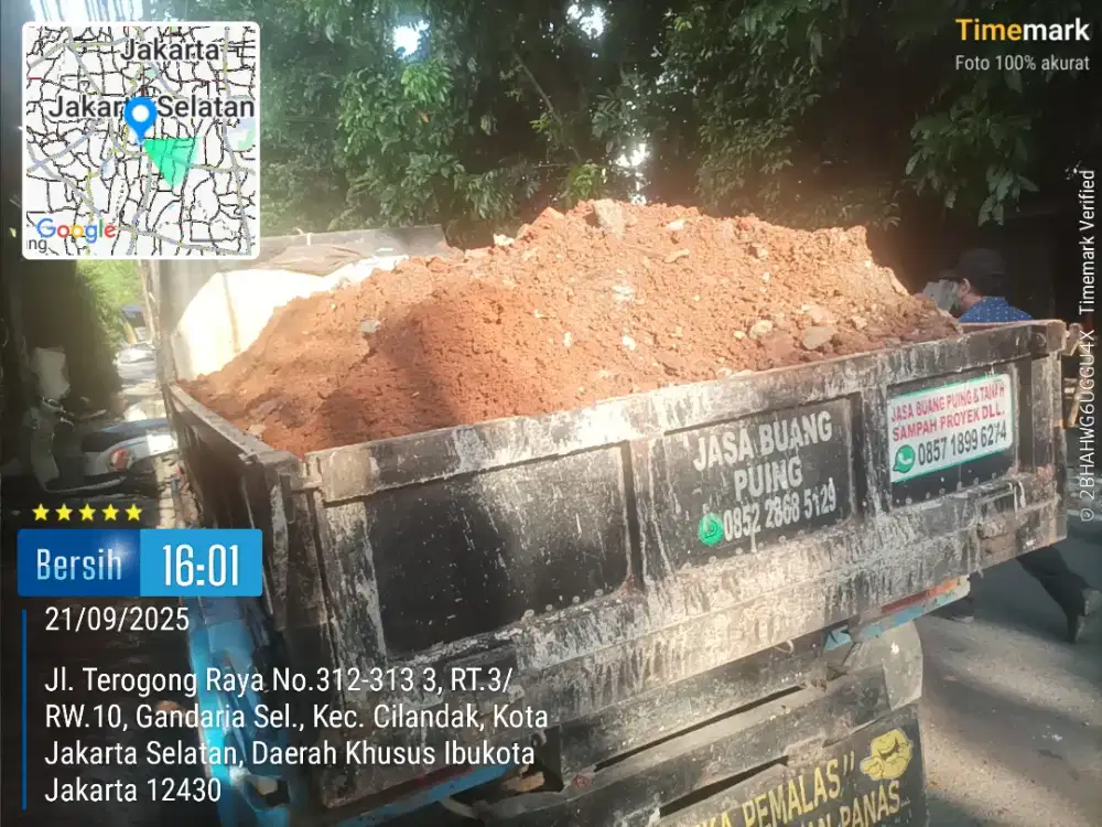 Buang puing dan angkut tanah galian