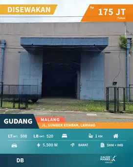 Disewakan Gudang Super Strategis di Lawang Malang Dekat Exit Tol