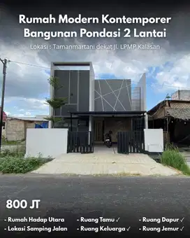Rumah Modern Kontemporer Bangunan Pondasi 2 Lantai di Tamanmartani