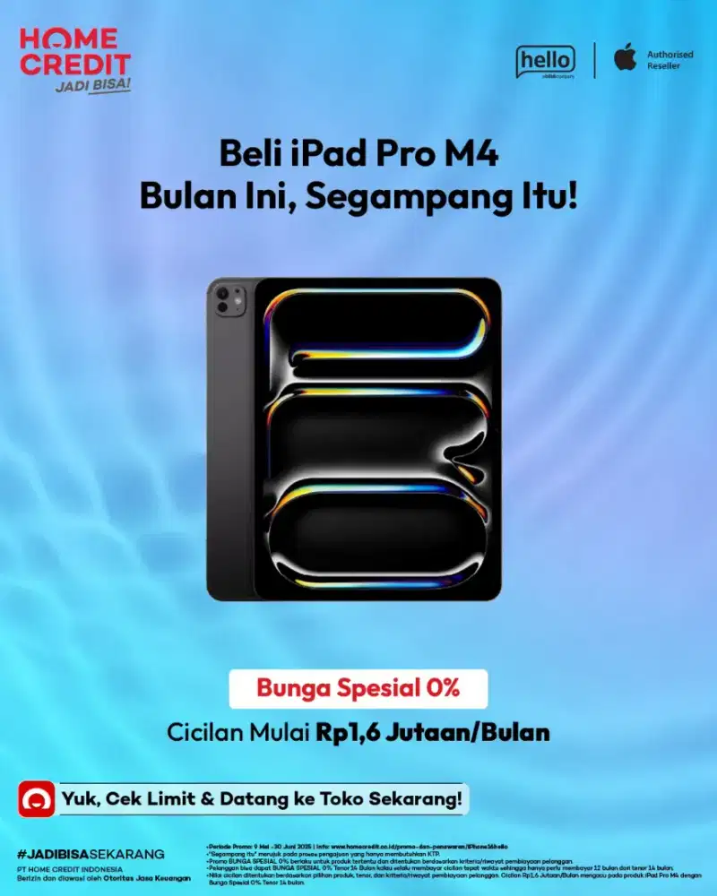 Cicilan ipad Pro M4 hanya di home credit Indonesia