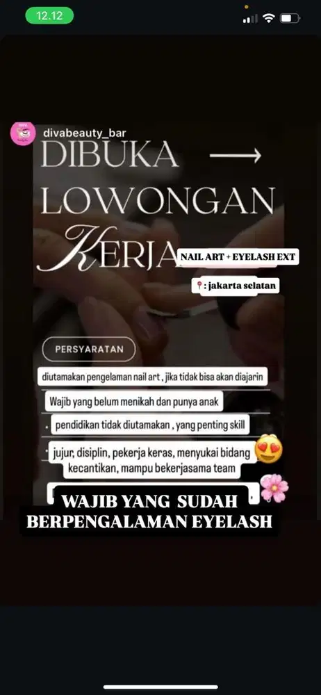 Dicari yang pengalaman eyelash dan nail art