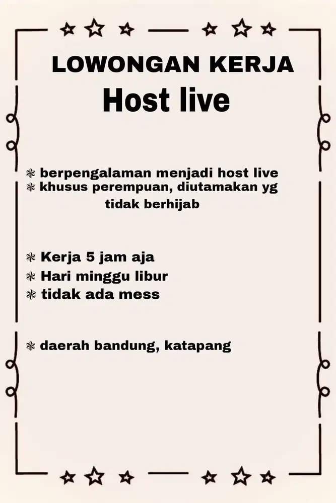 Lowongan host live