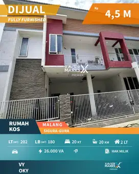 Dijual Kos Sigura Gura Bonus Perabotan Malang Dekat Kampus Unggulan