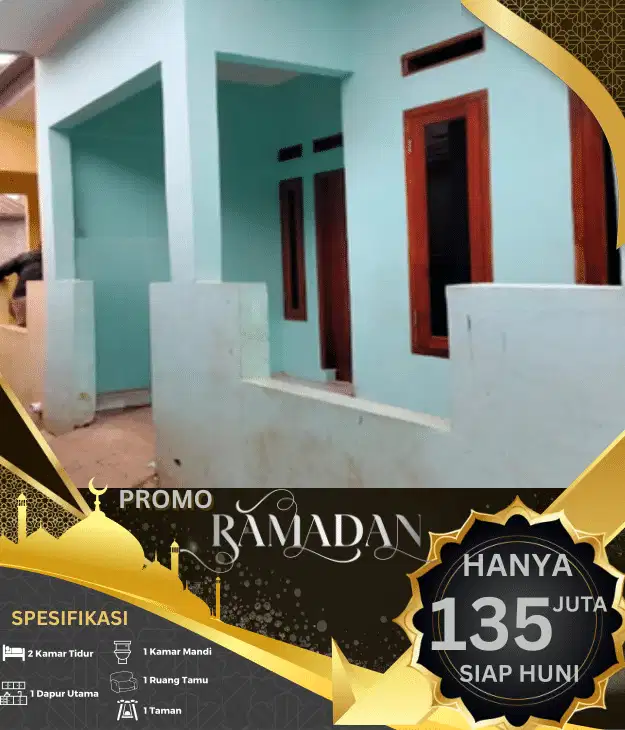 RUMAH MINIMALIS 2 KAMAR SIAP HUNI MULAI DARI 100 JUTAAN BEBAS BANJIR