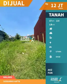 Dijual Tanah Kavling Lokasi Premium Kawasan Soekarno Hatta Malang