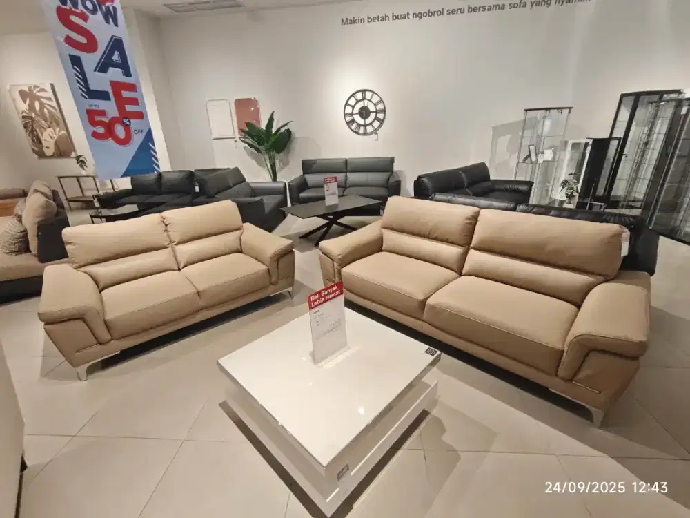 Kringle Set Sofa Kulit 2 & 3 Seater - Cokelat Muda