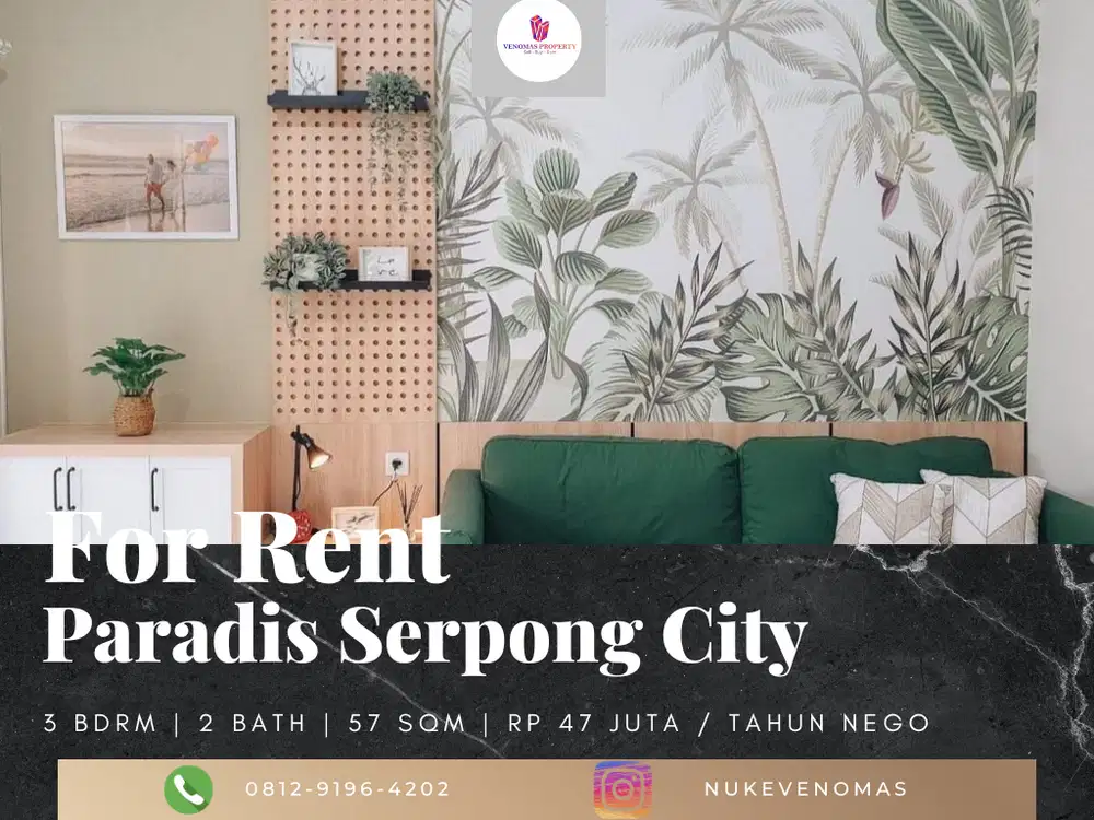 Disewakan Rumah Cluster Balmoral Paradise Serpong City