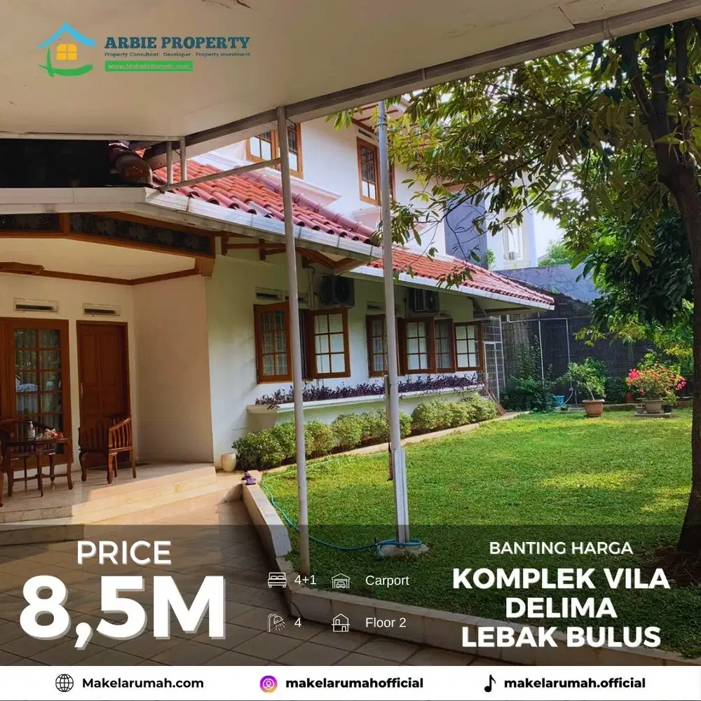 Rumah Dijual Banting Harga LT 500 Di Komplek Vila Delima Lebak Bulus