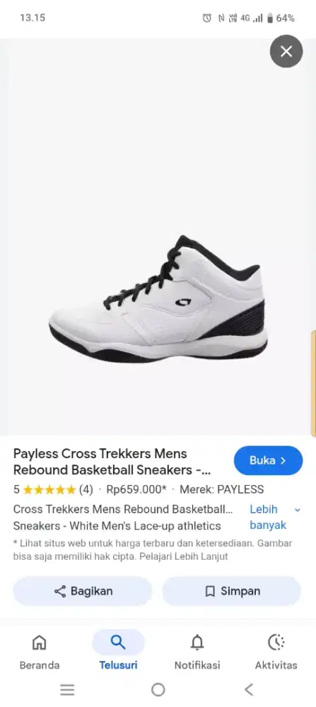 Sepatu Basket Original CROSS TREKKERS ( White Blancho ) Size : 44½